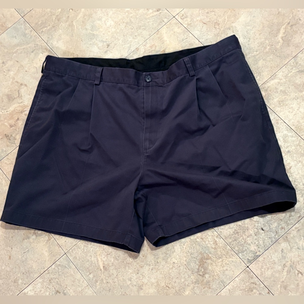 L.L.Bean Mens Chino Shorts Size 42 Navy Blue Cotton Casual Classic
